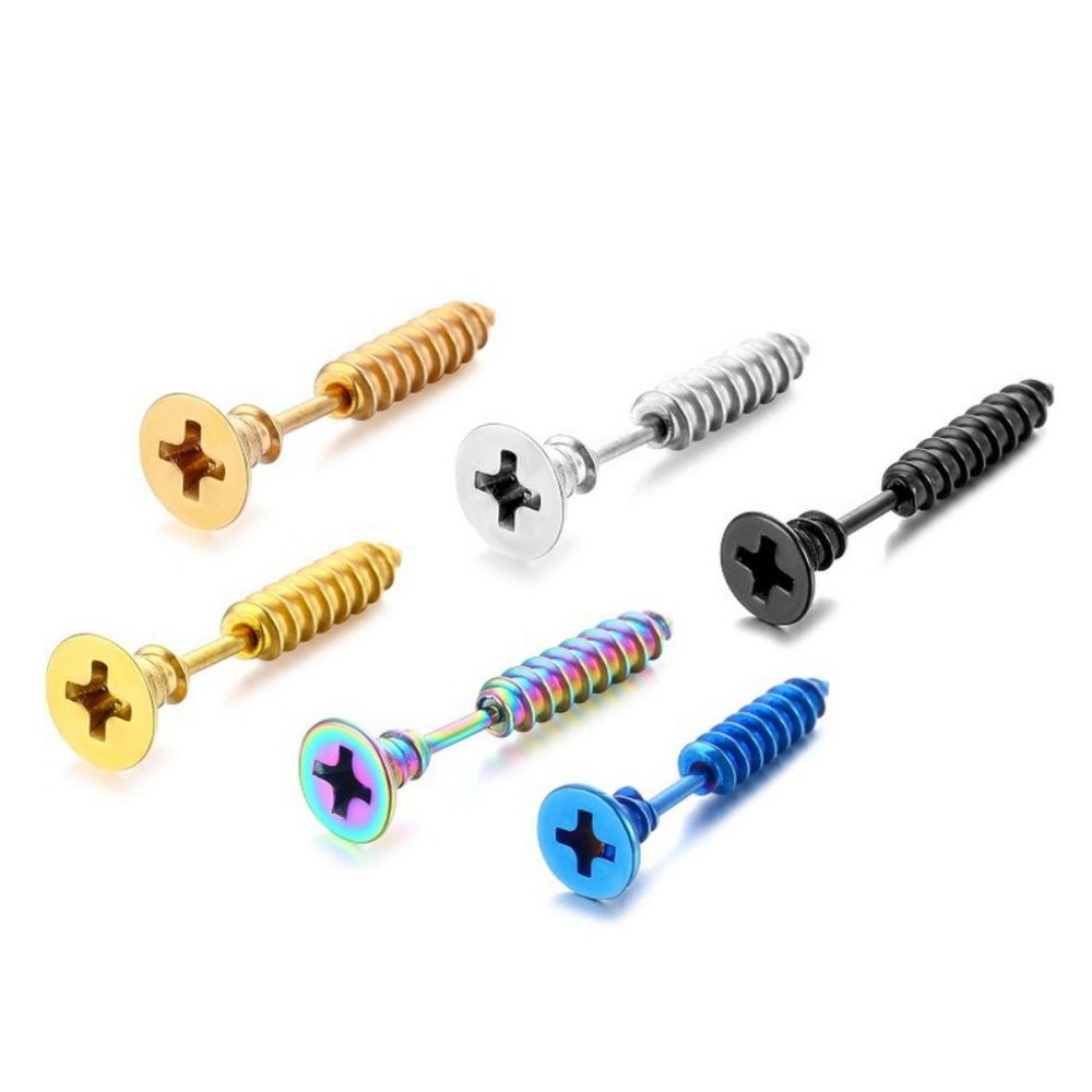 **NEW STAINLESS STEEL PUNK ROCK SCREW Single Earring Emo Band Edgy Hot SEXY STUD